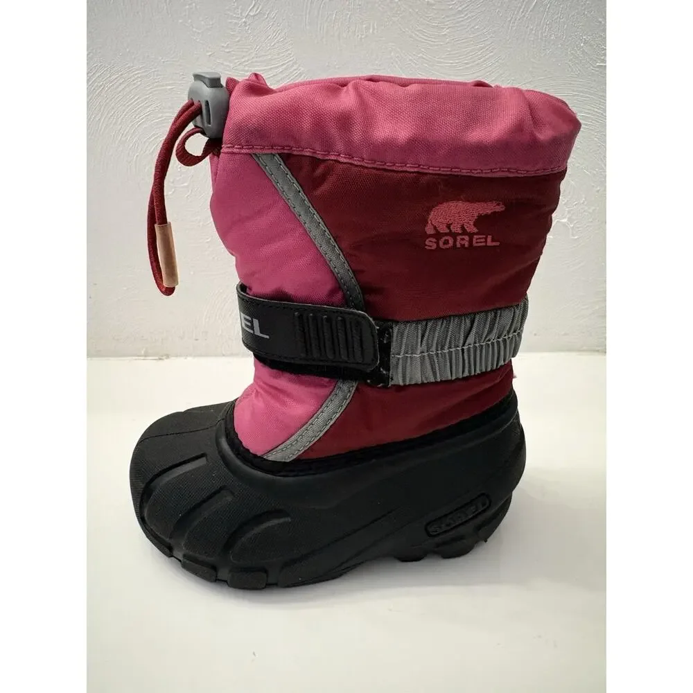 Sorel Flurry Durable Snow Boots Red/Pink Water & Wind Resistant Toddler Kid’s 8